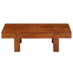 Berkfield Home Coffee Table Solid Acacia Wood Honey Finish 100x50x30 cm in Brown - Size: 100 x 50 x 30 cm - thumbnail 3