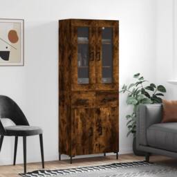 Berkfield Home Highboard Smoked Oak 69.5x34x180 cm Engineered Wood in Brown - thumbnail 2