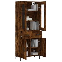 Berkfield Home Highboard Smoked Oak 69.5x34x180 cm Engineered Wood in Brown - thumbnail 1