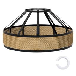 VOGREX 30cm Industrial Hemp Rope Pendant Lamp Shade Modern Ceiling Light in Brown - thumbnail 1