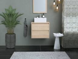 Vente-unique Wall-Hung Vanity Unit - Oak Veneer - 60 Cm - MILIPAM in Light Oak - thumbnail 3