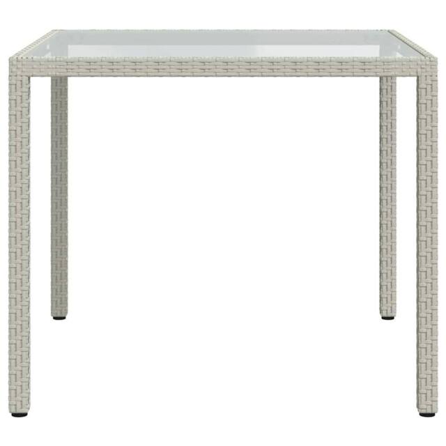 Berkfield Home Garden Table 90x90x75 cm Tempered Glass & Poly Rattan White - Size: 90 x 90 x 75 cm - image 1