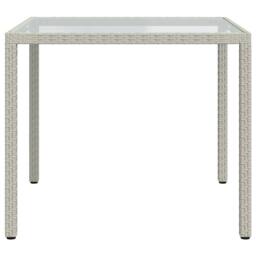 Berkfield Home Garden Table 90x90x75 cm Tempered Glass & Poly Rattan White - Size: 90 x 90 x 75 cm - thumbnail 1