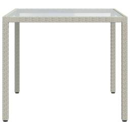 Berkfield Home Garden Table 90x90x75 cm Tempered Glass & Poly Rattan White - Size: 90 x 90 x 75 cm - thumbnail 4