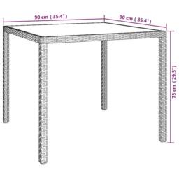 Berkfield Home Garden Table 90x90x75 cm Tempered Glass & Poly Rattan White - Size: 90 x 90 x 75 cm - thumbnail 7