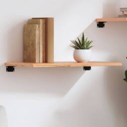 Berkfield Home Beautiful Wall Shelf Light Brown 60x40x2 cm Treated Solid Wood Oak - Size: 60 x 40 x 2 cm - thumbnail 2