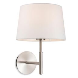 Netlighting Seymour Classic Switched Wall Lamp Brushed Steel with Cream Shade in Grey