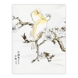 Artery8 Kashu Framed Wall Art Print Canary & Peach Tree Flowers Japan - Size: A4 - thumbnail 3