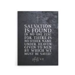 "Artery8 Acts 4 12 Salvation Found Jesus Bible Quote Canvas Wall Art Print in Grey - Size: W18"" x H24""" - thumbnail 1