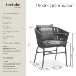 tectake Accent Chair Valeiras in Dark Grey - Size: 4 Person - thumbnail 6