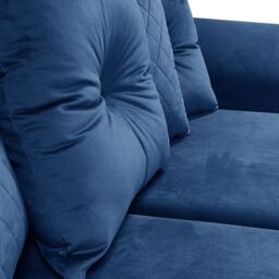 Furnishings For Less UK Victoria Soft Plush Velvet 3 to 4 Seater L Shaped Corner Sofa Right Hand Facing - Scatter Back in Blue - thumbnail 4
