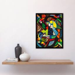 Artery8 Henry Lyman Sayen Daughter in a Rocker Cubist Painting Framed Wall Art - Size: A4 - thumbnail 2