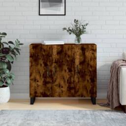 Berkfield Home Sideboard Smoked Oak 90x34x80 cm Engineered Wood in Brown - Size: 90 x 34 x 80 cm - thumbnail 2