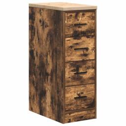 Berkfield Home Durable Garage Storage Cabinet Smoked Oak 30x51x85 cm Solid Wood Pine in Brown - Size: 30 x 51 x 85 cm - thumbnail 3