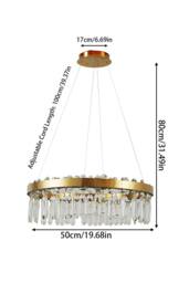 Living and Home Luxurious Crystal Pendant Light Chandelier with Remote Control in Gold - thumbnail 3