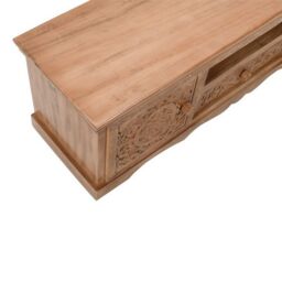 Indian Hub Artwork TV Cabinet - Solid Mango Wood - L40 x W140 x H46 cm in Brown - thumbnail 5