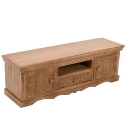 Indian Hub Artwork TV Cabinet - Solid Mango Wood - L40 x W140 x H46 cm in Brown - thumbnail 2