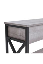 Living and Home 3 Tier Industrial Style Narrow Wooden Console Table with Drawers and Shelves in Grey - thumbnail 4