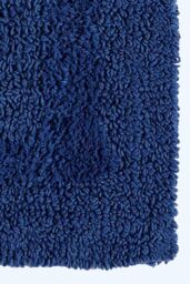Homescapes Luxury Square Bath Mat 1600GSM 100% Cotton Reversible Shower Mat, 50cm in Navy - thumbnail 2