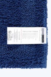Homescapes Luxury Square Bath Mat 1600GSM 100% Cotton Reversible Shower Mat, 50cm in Navy - thumbnail 3