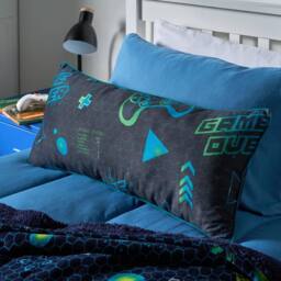 OHS Kids Gaming Print Bolster Pillow Soft Back Support Filled Cushion in Black - thumbnail 2