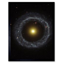 Artery8 Hubble Space Telescope Image Ring Of Hot Blue Stars Pinwheels Around Yellow Nucleus Of Hoag's Object Galaxy Art Print Framed Poster Wall - thumbnail 1