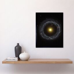 Artery8 Hubble Space Telescope Image Ring Of Hot Blue Stars Pinwheels Around Yellow Nucleus Of Hoag's Object Galaxy Art Print Framed Poster Wall - thumbnail 2