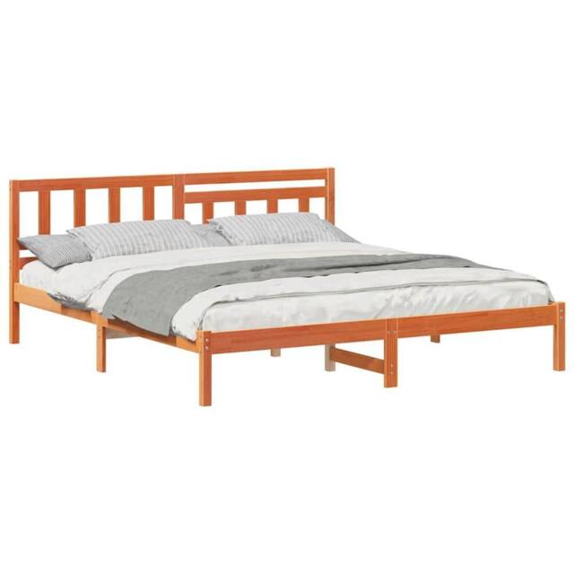 Berkfield Home Modern with Headboard Wax brown 200 x 200 cm Solid pine wood - image 1
