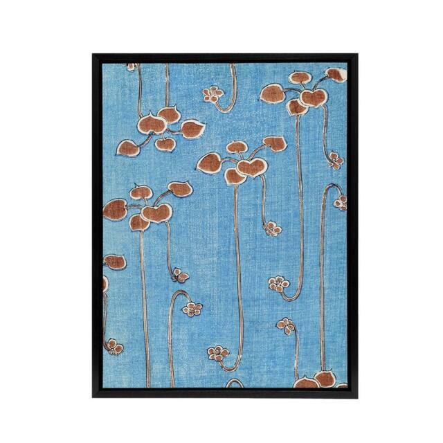 "Artery8 Vintage Vine Illustration Framed Canvas Wall Art Print Shin Bijutsukai in Blue - Size: W12"" x H16""" - image 1