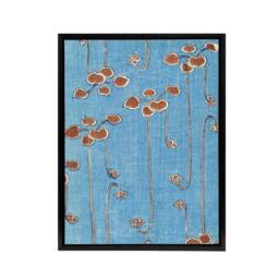 "Artery8 Vintage Vine Illustration Framed Canvas Wall Art Print Shin Bijutsukai in Blue - Size: W12"" x H16""" - thumbnail 1