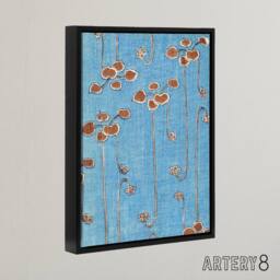 "Artery8 Vintage Vine Illustration Framed Canvas Wall Art Print Shin Bijutsukai in Blue - Size: W12"" x H16""" - thumbnail 2