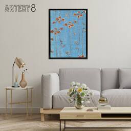 "Artery8 Vintage Vine Illustration Framed Canvas Wall Art Print Shin Bijutsukai in Blue - Size: W12"" x H16""" - thumbnail 3