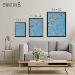 "Artery8 Vintage Vine Illustration Framed Canvas Wall Art Print Shin Bijutsukai in Blue - Size: W12"" x H16""" - thumbnail 4