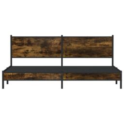 Berkfield Home Metal Bed Frame without Mattress Smoked Oak 200x200 cm in Brown - thumbnail 5