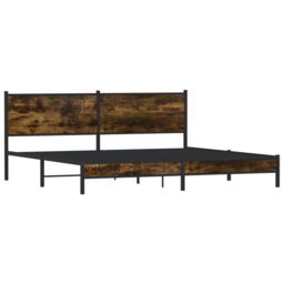 Berkfield Home Metal Bed Frame without Mattress Smoked Oak 200x200 cm in Brown - thumbnail 4