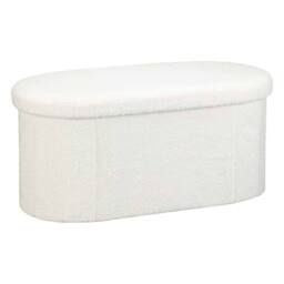 HOME LUXE INTERIOR White Boucle Curved Storage Ottoman Bench with Black Metal Legs - thumbnail 3