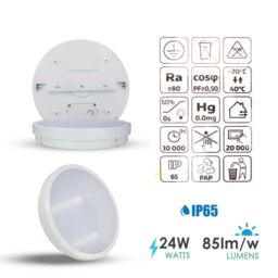 ENER-J 24W LED Bulkhead Ceiling Light in White - Size: 25 cm diameter x 19 cm high - thumbnail 3