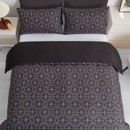 Grace Luxury Microfiber Duvet Cover Set Durable Bedding Sets in Black - Size: Super King - thumbnail 2