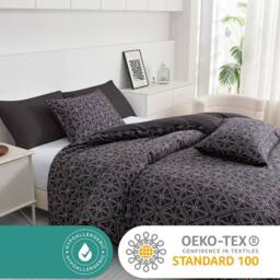 Grace Luxury Microfiber Duvet Cover Set Durable Bedding Sets in Black - Size: Super King - thumbnail 4