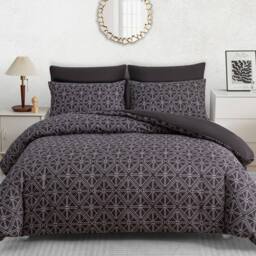 Grace Luxury Microfiber Duvet Cover Set Durable Bedding Sets in Black - Size: Super King - thumbnail 3