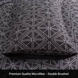 Grace Luxury Microfiber Duvet Cover Set Durable Bedding Sets in Black - Size: Super King - thumbnail 6
