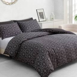Grace Luxury Microfiber Duvet Cover Set Durable Bedding Sets in Black - Size: Super King