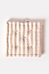 Homescapes Cotton Thick Stripe Floor Cushion in Beige - Size: 50 cm x 50 cm - thumbnail 3