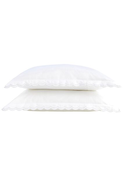 CHRISTY Scallop Edge Cotton Sateen Oxford Pillowcases in White - image 1