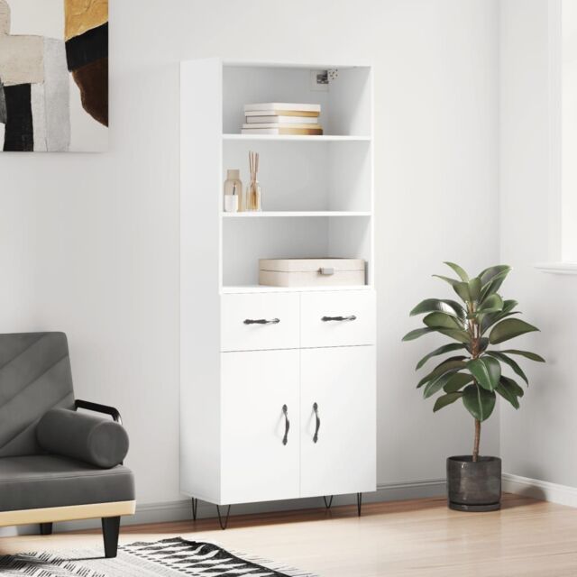 Berkfield Home Highboard White 69.5x34x180 cm Engineered Wood - image 1
