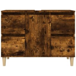 Berkfield Home Sink Cabinet Smoked Oak 80x33x60 cm Engineered Wood in Brown - Size: 80 x 33 x 60 cm - thumbnail 5
