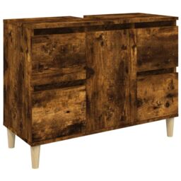 Berkfield Home Sink Cabinet Smoked Oak 80x33x60 cm Engineered Wood in Brown - Size: 80 x 33 x 60 cm - thumbnail 2