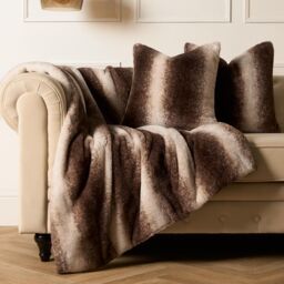 OHS 2 Pack Stripe Faux Fur Soft Fleece Cushion Covers - 45 x 45cm in Brown - Size: 45 cm x 45 cm - thumbnail 5