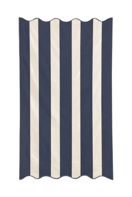 Allure Bath Fashions Large Scalloped Striped Beach Towel - 100% Cotton in Navy - image 1