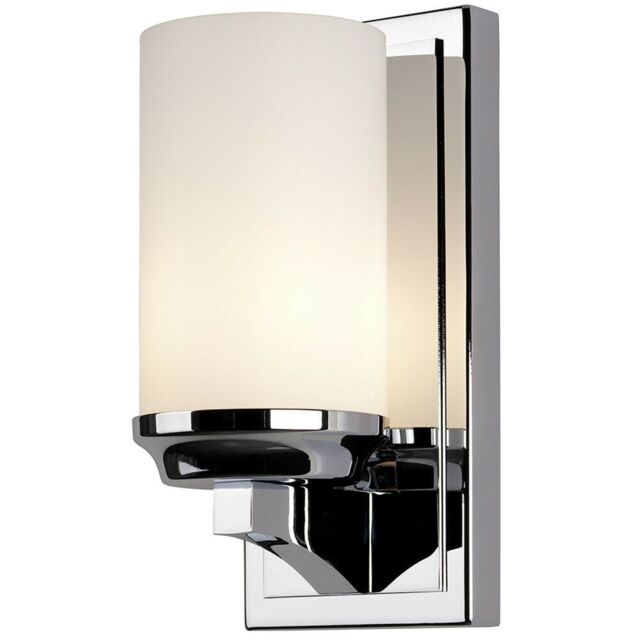 Loops IP44 Small Wall Light White Opal Etched Glass Shade Polished Chrome LED G9 3.5W